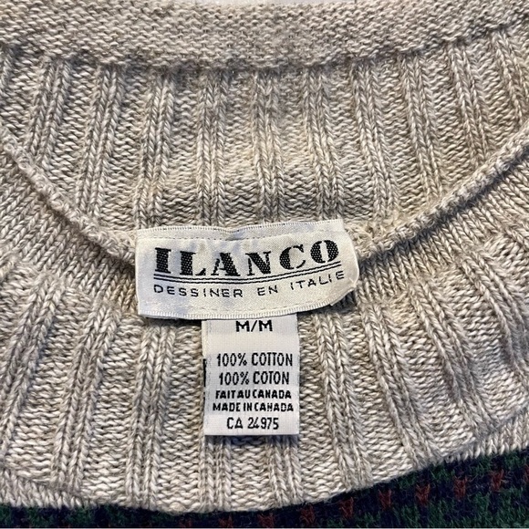Ilanco Vintage Sweater fair isle fisherman pull men medium grandpa fall crewneck - Picture 2 of 5